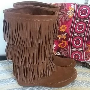 Brown Suede Fringe Boot